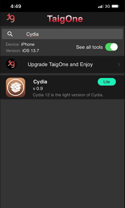 How finde Cydia via taigone?