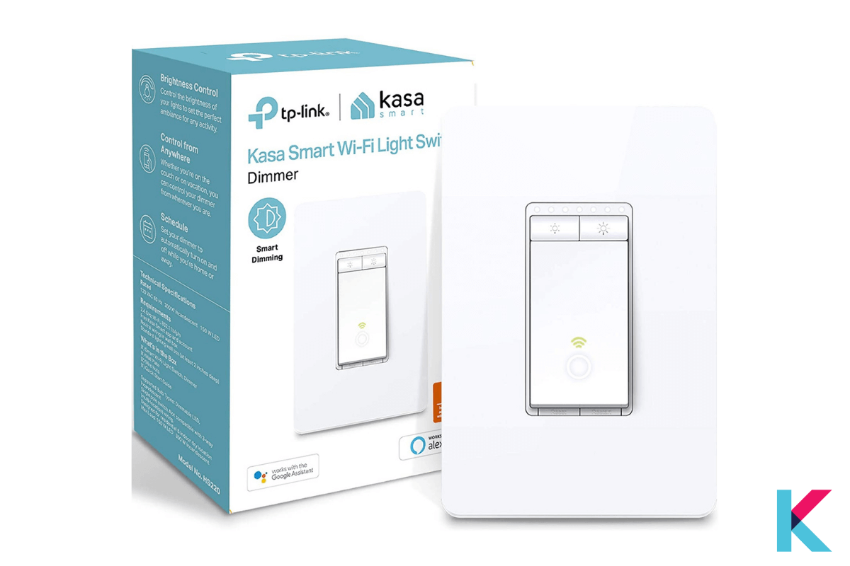 TP-Link Kasa Smart Wi-Fi Light Switch Dimmer is designed to dim energy efficiently with convenient control from the Kasa app or with the wall switch. 