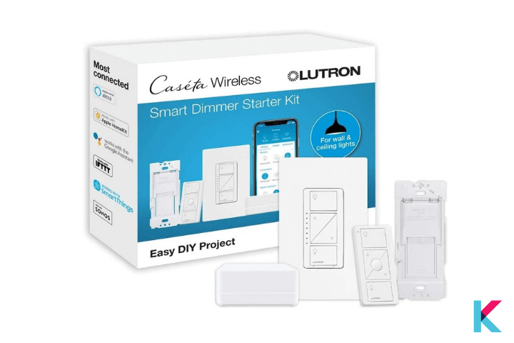 Lutron Caseta Wireless Smart Lighting Dimmer Switch Starter Kit offers remote control to control your switch from anywhere