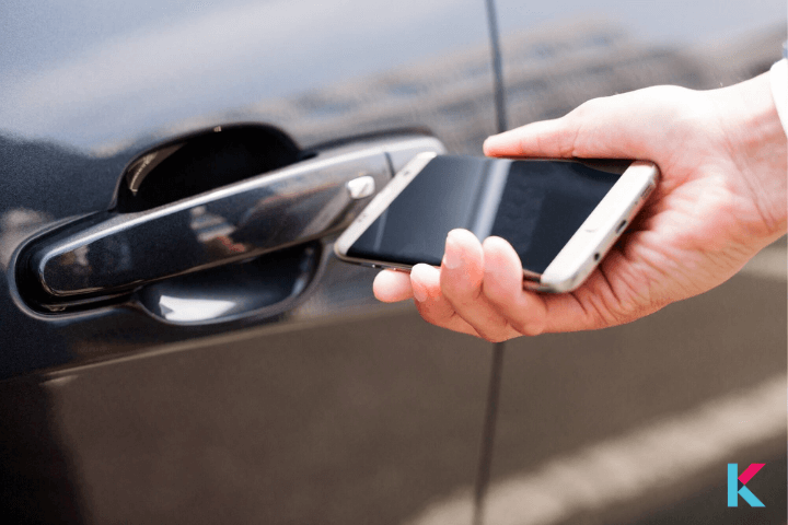 hold your iPhone/ Apple watch near the car's door handle to unlock your car