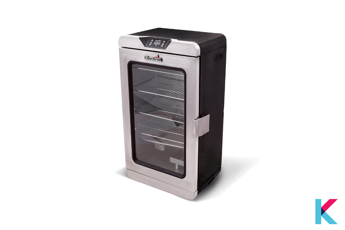 The Broil Deluxe Digital Electric Smoker is a famous electric smoker with 725 square inches. 
