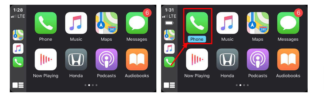  Standard CarPlay doesn’t display boxes around on-screen content but Wireless CarPlay using the adapter does show boxes around buttons