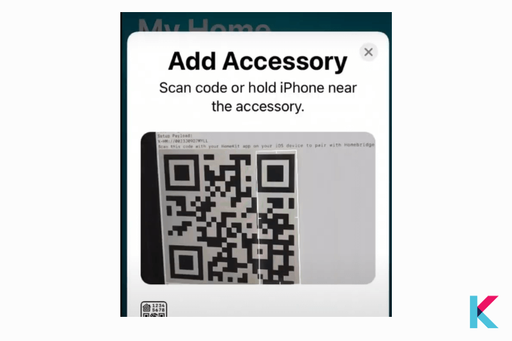 scan the QR code of the Homebridge UI to pair with Homebridge or you can enter the 8 digit PIN code