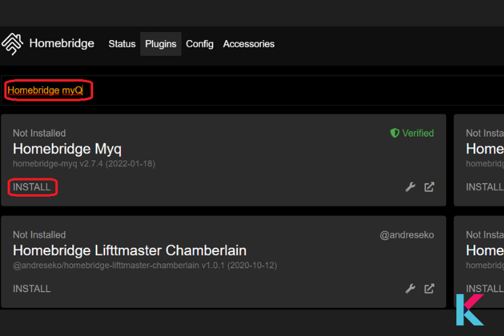 Plugin > Search myQ plugin