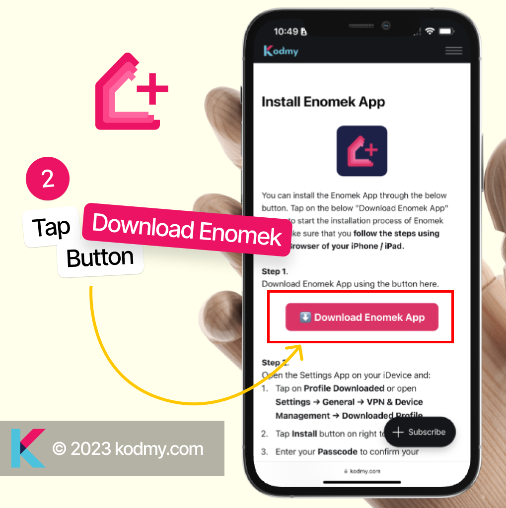 Install Enomek App - Step 2