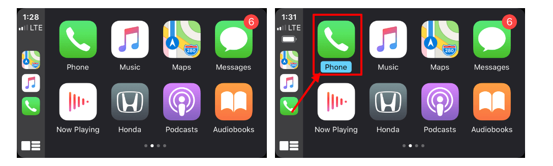  Standard CarPlay doesn&rsquo;t display boxes around on-screen content but Wireless CarPlay using the adapter does show boxes around buttons